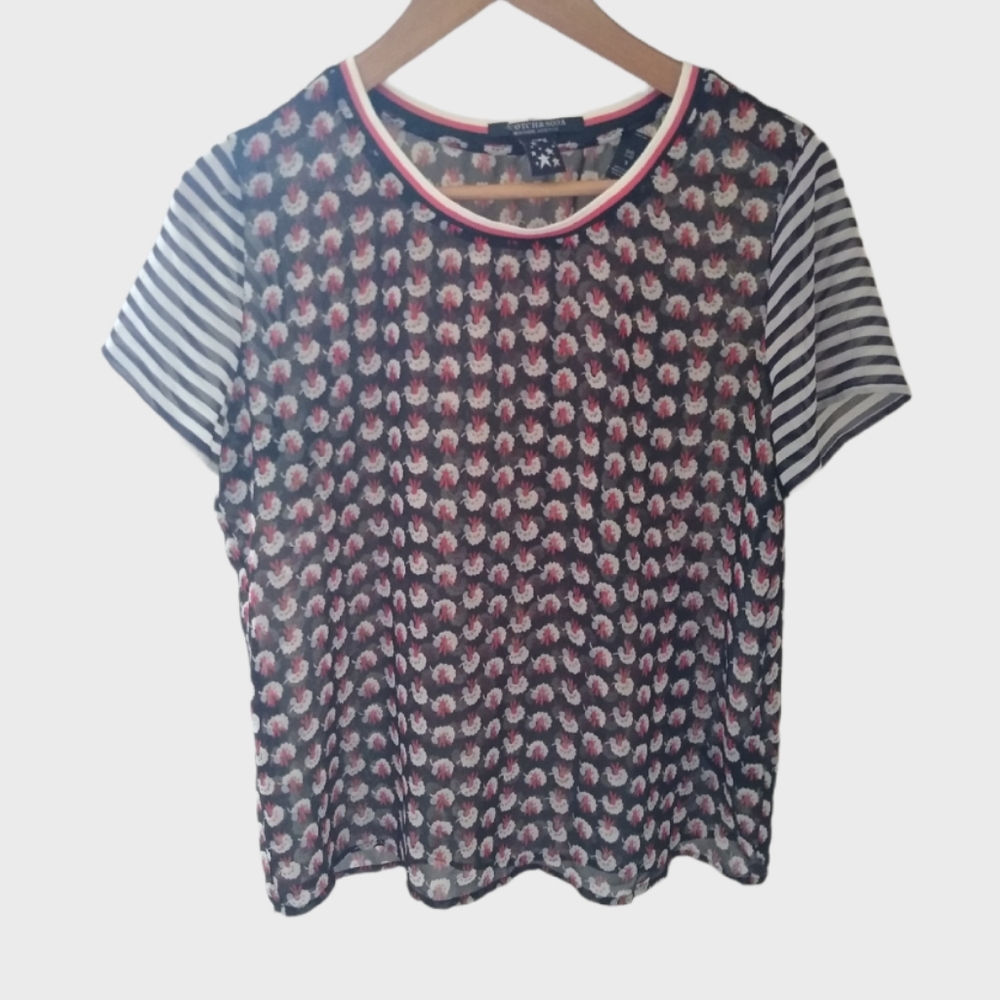 Floral and Striped Women's Top